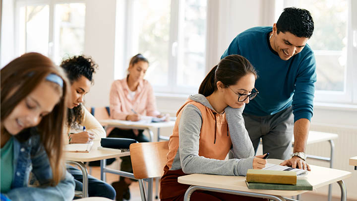 teacher with students