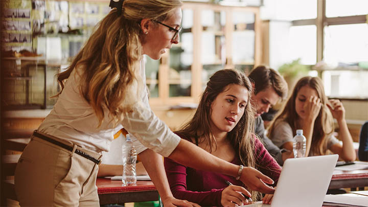 teacher with students