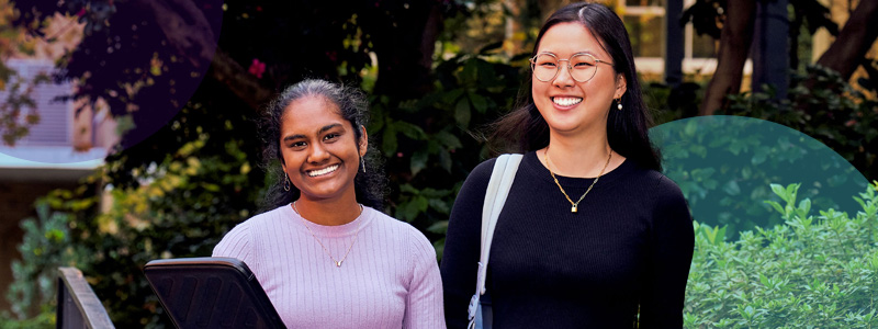 students standing in garden