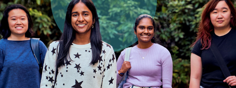 students standing in garden