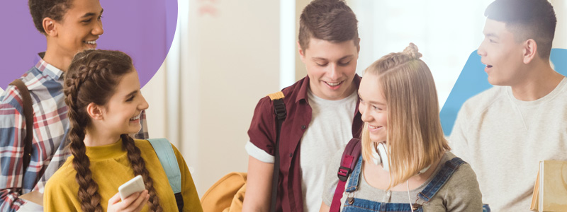 students in common area talking