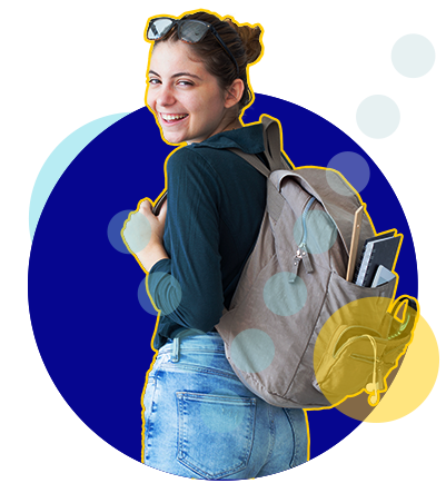 student with backpack